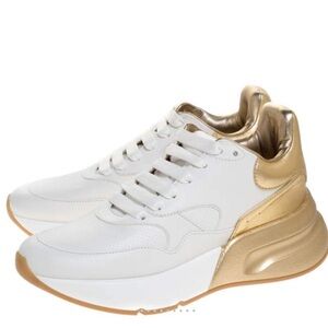 Alexander McQueen White and Gold Chunky Sneakers